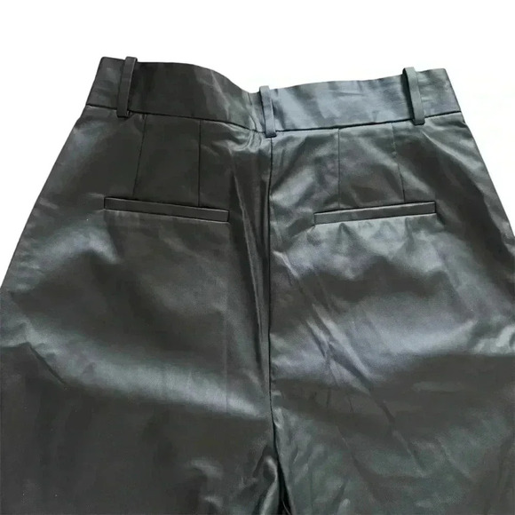 H&M Black Faux Leather Pleated Pants Size 10 Petite - Picture 6 of 8